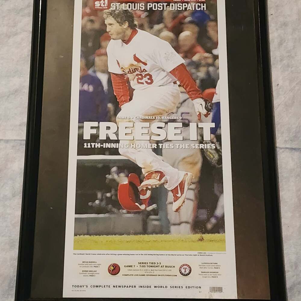 St. Louis Post Front Page Newspaper Print 2011 World Series David Freese